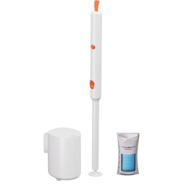 Imagem de Escova de limpeza elétrica com cabo extensor, suporte para varinha de limpeza de vaso sanitário compacto com cabo longo para parede, com recarga de limpador de vaso sanitário