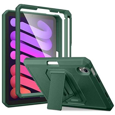 Imagem de DTTO Capa à prova de choque para iPad mini 7 (A17 Pro) 2024 / iPad mini 6 2021 8,3 polegadas, capa com suporte resistente de camada dupla, protetor de tela integrado e suporte de lápis, verde