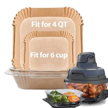 Imagem de Forros de fritadeira a ar para fritadeira Ninja Crispi, acessórios Ninja Crispi para Ninja Crispy, 150 peças de forros de fritadeira a ar de vidro Ninja, forros de papel pergaminho para fritadeira a