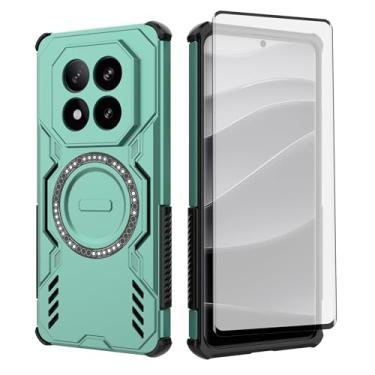 Imagem de Asuwish Capa de celular para Xiaomi Redmi Note 14 Pro Plus 5G com protetor de tela de vidro temperado, capa magnética e proteção à prova de choque, fina, rígida, fina, acessórios para celular 14Pro
