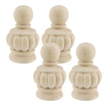 Imagem de Chinflly Acabamentos de madeira decorativos, 12,4 cm de altura x 7,5 cm de largura para acabamento de poste de cama, varão, escadas, artesanato faça você mesmo, acabamentos de madeira inacabados para