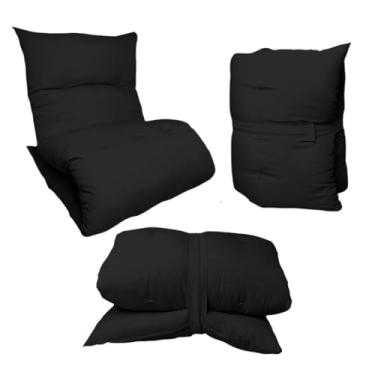 Imagem de Colchão futon dobrável individual, enrolável, decoração para sala de estar, cozinha, tapete de acampamento 170 x 60 cm(Preto)