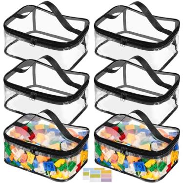 Imagem de 6 Packs Clear Toy Storage Bags, PVC Waterproof Toy Organizer with Zip Reusable Bags for Building Blocks, Board Game, Puzzles, Kids Books, Stationery
