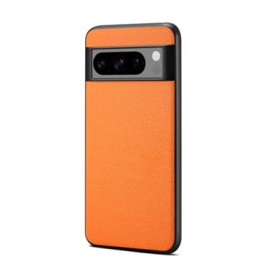 Imagem de HAOMRIYL Capa de couro para Google Pixel 10 Pro XL/10 PRO/10, leve e fina, capa protetora minimalista à prova de choque, laranja, 10Pro XL