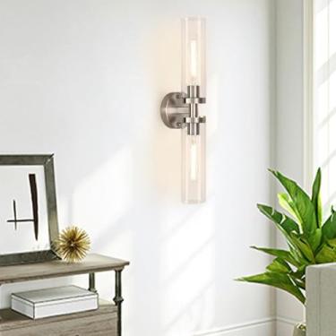 Imagem de GZZBMY E27 Luzes de parede vintage transparente de vidro cilíndrico arandelas de parede retro industrial metal lâmpadas de parede internas para sala de estar restaurante quarto (lâmpada não incluída