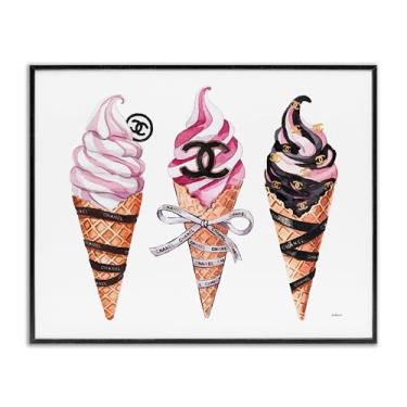 Imagem de Stupell Industries Trio de sorvete rosa glamoroso preto emoldurado por Amanda Greenwood, 40,6 x 50,8 cm