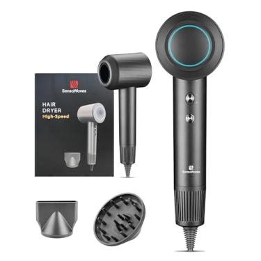 Imagem de Secador de cabelo profissional de alta velocidade 110.000 RPM, secagem rápida com íons negativos de 500 m, controle térmico de baixo ruído de nível de salão, inclui difusor magnético e bocal (para