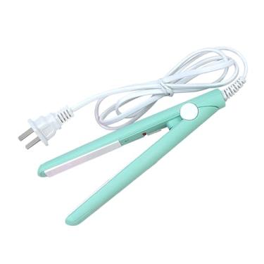 Imagem de Mini alisador de cabelo 2 em 1, liso e encaracolado, chapinha, cerâmica, turmalina, 100-240 V, 20 W, plugue americano (verde)