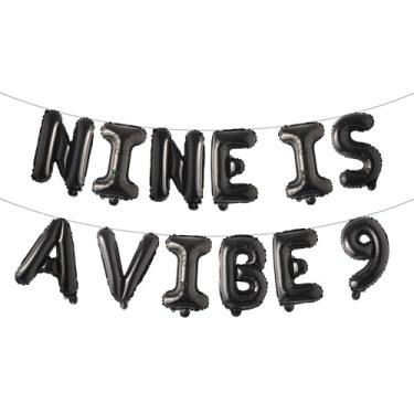 Imagem de Nine Is A Vibe Birthday Decorations Groovy 9th Birthday Party Supplies Nine Balloon Hippie Banner Decor Retro Decor for Nine Years Old Girl (NINE IS A VIBE 9 Black)
