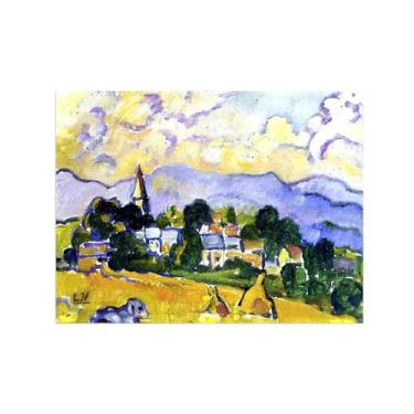 Imagem de Impressão em tela de paisagem-Famous Wall Art Picture-View of Village-Poster for Living Room Bathroom Decor 60x80cm24x31in Sem moldura