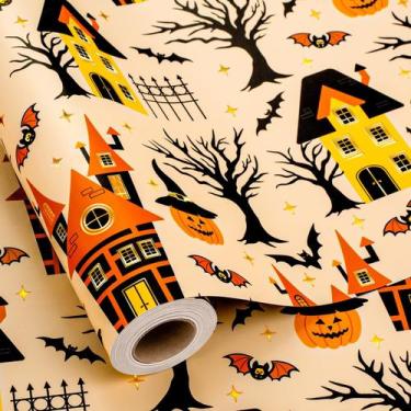 Imagem de Papel de embrulho Yarcony Halloween 43 cm x 10 m Folha metálica