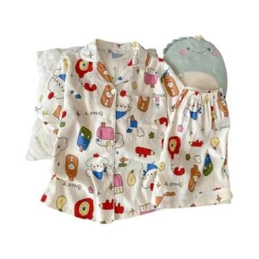 Imagem de Conjunto De Pijamas Femininos Com Bordado Em Xadrez, Moda Fofa, Gola C