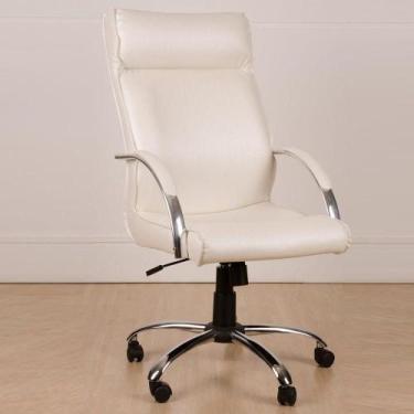 Imagem de Cadeira Escritório Giratória Presidente Sintético Branco - COMPRE ALEG