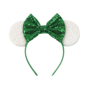 Imagem de Tiara De Orelhas De Rato Com Lantejoulas E Laço Para Meninas Com Pérol