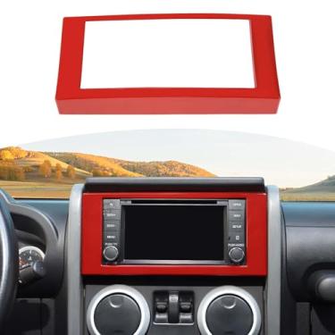 Imagem de RT-TCZ Acessórios internos moldura de tela de CD de rádio bisel ABS painel central painel de controle guarnição para Jeep Wrangler JK Unlimited 2007-2010 vermelho