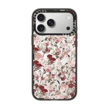 Imagem de CASETiFY Capa Impact para iPhone 17 Pro Max [compatível com carregamento fino/sem fio/2,5 m. Proteção contra quedas de grau militar 4X] - Vintage Flower Monday - Preto transparente