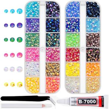 Imagem de 4000 peças 24 cores 3 tamanhos 3 mm 4 mm 5 mm strass de resina para artesanato com cola b7000 transparente com ponta de precisão, strass para deslumbrante, cristal para artesanato faça você mesmo