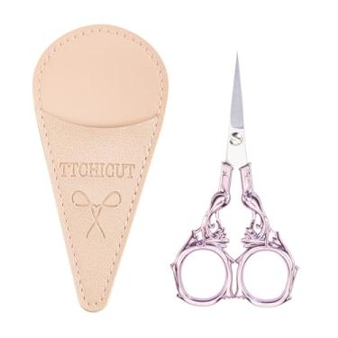 Imagem de Tesoura de bordado e tricô, tesoura de aço inoxidável de ponta afiada para corte de ponto cruz, bordado, costura, artesanato, arte, trabalho, ferramenta DIY (roxo)