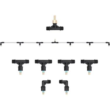 Imagem de Varinha de metal com 6 bocais de polietileno com encaixe de latão de 9,5 cm, lança de pulverizador ATV, acessório de pulverizador de grama e agrícola de ampla cobertura para tratores/UTVs (varinha de