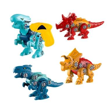 Imagem de Kit dinossauros montar e desmontar Ferramenta infantil Brinquedo de Montar Dinossauro com Furadeira e Parafusos – 3+ Anos