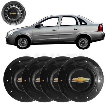 Imagem de 4X Calota Centro Roda Aro 14 Corsa Sedan 2002 A 2012 Preto