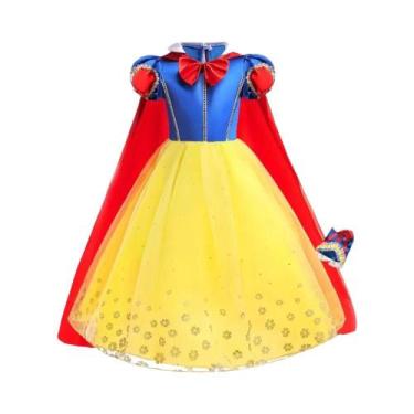 Imagem de Vestido De Princesa Branca De Neve Para Meninas Com Capa Fantasia De F