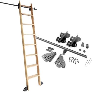 Imagem de Kit De Ferragens Para Escada Retrátil - Trilho De Trilho De Porta De Celeiro Deslizante De 10ft Para Biblioteca Doméstica - Sistema De Escada Móvel Fácil Instalação, Silver, 3.3ft/100cm Track Kit