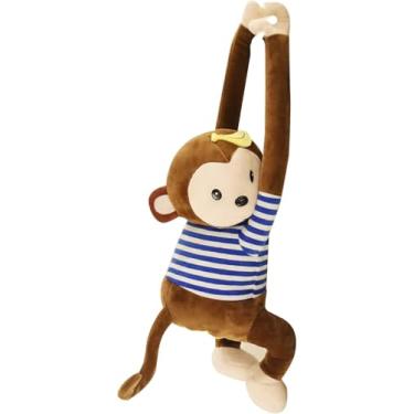Imagem de Macaco Fofo Tecido Caixa Capa Pelúcia Suporte De Tecido De Carro Animais De Desenho Animado Suporte De Papel Dispensador De Guardanapo Armazenamento Caixa Para Carro Casa Cozinha Esc, Brown