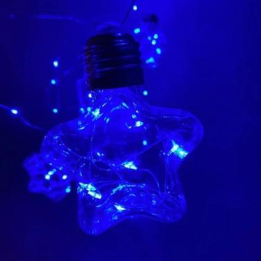 Imagem de Fio De Led Com 10 Lâmpadas Estrelas Fio De Fada Usb E Pilha Aa Azul