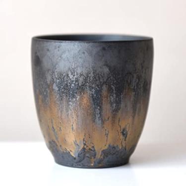 Imagem de Xícara de chá de lenha vintage feita à mão Kung Fu conjunto de xícara de chá de cerâmica áspera esmalte mestre copo de água única caneca de café de cerâmica