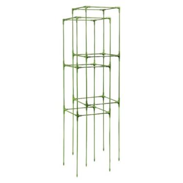 Imagem de Gralara Suporte para plantas de tomate Square Garden 2 x Treliças para acessórios internos e externos Estacas de fibra de vidro resistentes multiuso, 27 Cm X 27 Cm X 123