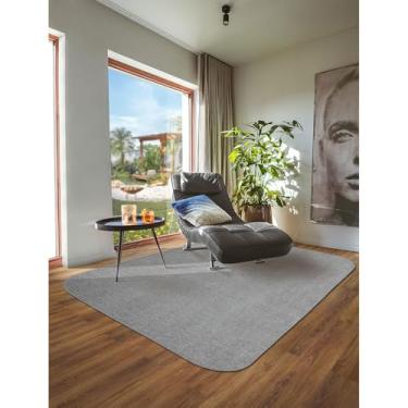 Imagem de Tapetes São Carlos – Tapete Elegant Orgânico #03 Light Gray Cantos | Liso com Aparência de Viscose | Lavável, Macio e Sofisticado p/Sala Interna | 0,9cm x 1,5m x 2m