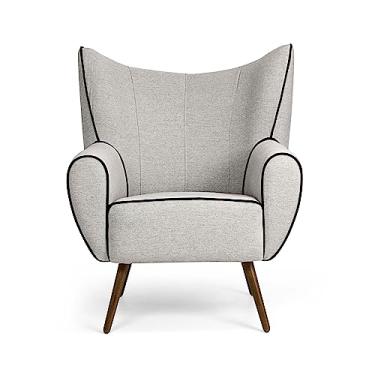 Imagem de Poltrona Kora linho cinza claro pés palito