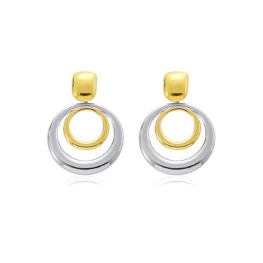 Imagem de Lansora Brincos de argola femininos banhados a ouro em forma de coração em forma de círculo redondo brincos prateados grossos para mulheres, Aço inoxidável, Sem pedra preciosa