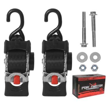 Imagem de Porotmotor Tiras de catraca retráteis de aço inoxidável, 5 cm x 2,7 m, tiras de catraca auto-retráteis para barco, jet ski, motocicleta, trailers, quadriciclos, UTVs (pacote com 2)
