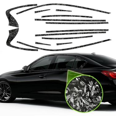 Imagem de Eliminação cromada de janela lateral adequada para Infiniti Q50 Q50S 2014-2023 com película blackout de fibra de carbono forjada preto fosco kits de sobreposição de vinil acessórios