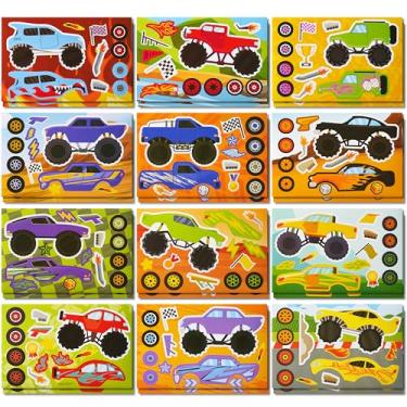 Imagem de JOYIN 24 folhas 22,88 cm x 15,24 cm Faça um rosto adesivos para crianças, faça seus próprios adesivos de caminhão monstro, lembrancinhas de festa, artesanato infantil, sacolas de brindes, atividades