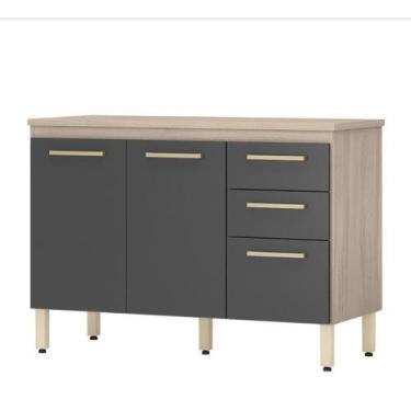 Imagem de Balcão Miss 120cm Com Tampo Avena / Grafito - Demóbile