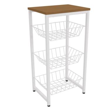 Imagem de Fruteira De Chão 3 Cestos 75 cm LI035 Canela Branco KPB