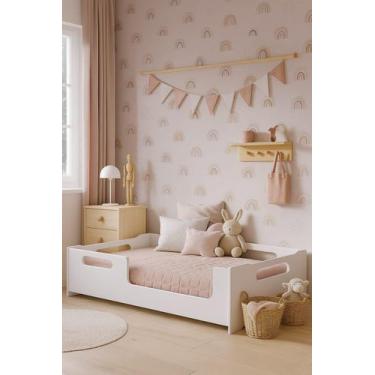 Imagem de Cama Criança Cecília Solteiro Montessori Menina Proteção Lateral - Bra