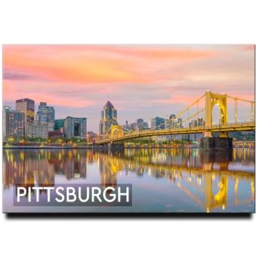 Imagem de Ímã de geladeira Pittsburgh Locker Magnet Pennsylvania Travel Souvenir Allegheny River Roberto Clemente Bridge