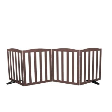 Imagem de SFJC Portão interno independente para cães, portões dobráveis para cães, escadas ou corredores, portão branco de madeira para animais de estimação para casa, cerca para animais de estimação com pés de