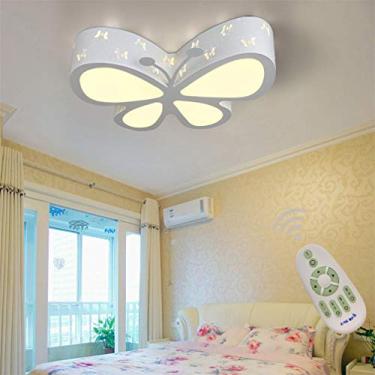 Imagem de Luminária infantil LED de teto embutida para quarto infantil, luminária decorativa para quarto de meninos e meninas, lustre moderno com abajur de acrílico com design de borboleta para sala d