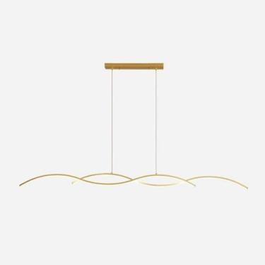 Imagem de Lustre antigo de latão linear luzes pendentes ilha de cozinha preto moderno longo tira LED luminária pendente ouro regulável linear lustre para sala de jantar escritório restaurante bar, our
