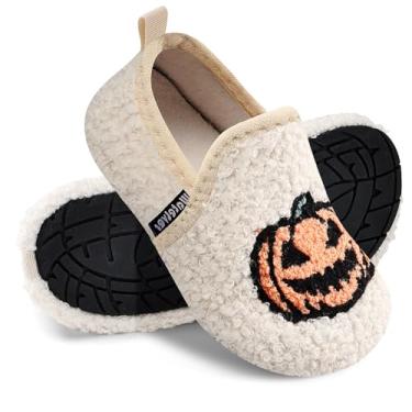 Imagem de WateLves Pantufas infantis para meninas e meninos, sapatos para casa, leves, antiderrapantes, para inverno, ambientes internos e externos, sapatos de caminhada, Abóbora, 11-11.5 Little Kid