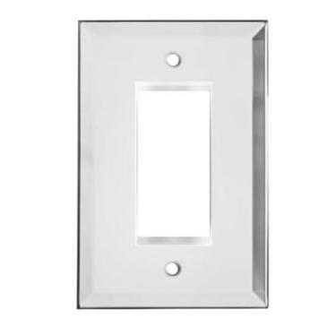 Imagem de 1 GFI Rocker | Placas de interruptor de vidro simples e tampas de tomada | 8,9 cm x 13,3 cm | Placas de cobertura de saída de qualidade para todas as configurações