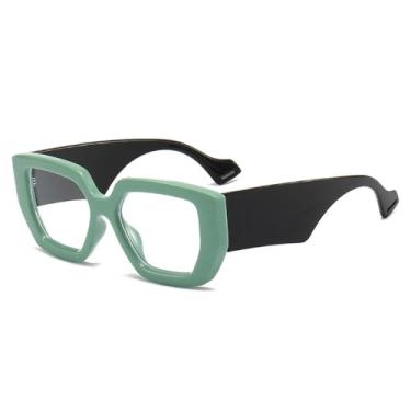 Imagem de Óculos grandes e de armação grossa da moda para homens e mulheres, armação de óculos de perna larga colorida para mulheres, lentes verdes transparentes, 7.143 mm