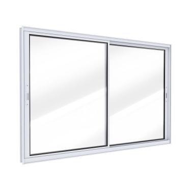 Imagem de Janela de Alumínio de Correr Lateral 2 Folhas Móveis 100x150cm Lucasa Ideale Branco