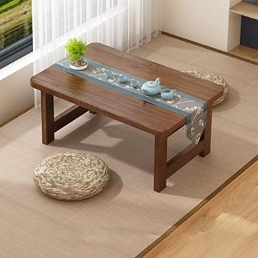 Imagem de Mesa de centro dobrável de bambu, mesa baixa de tatami, mesa portátil com janela salediça, mesa de chá para sala de estar, não requer montagem (castanho 100 * 48 * 30 cm) (castanho 100 * 48 * 30 cm
