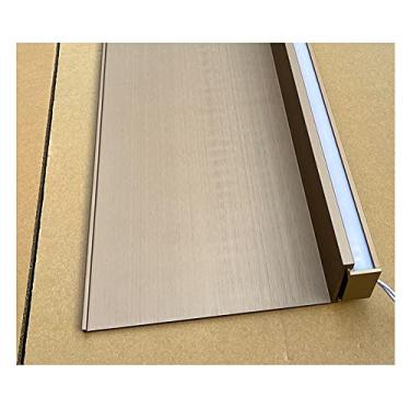 Imagem de Prateleira flutuante, prateleira de decoração da sala de estar do quarto com luz LED, prateleiras de exibição para armazenamento na parede (plantas, livros), alumínio, montado na parede (Cole